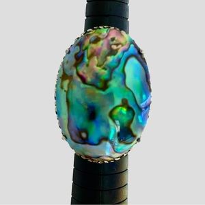 925 Silver Abalone Shell Statement Oval Ring